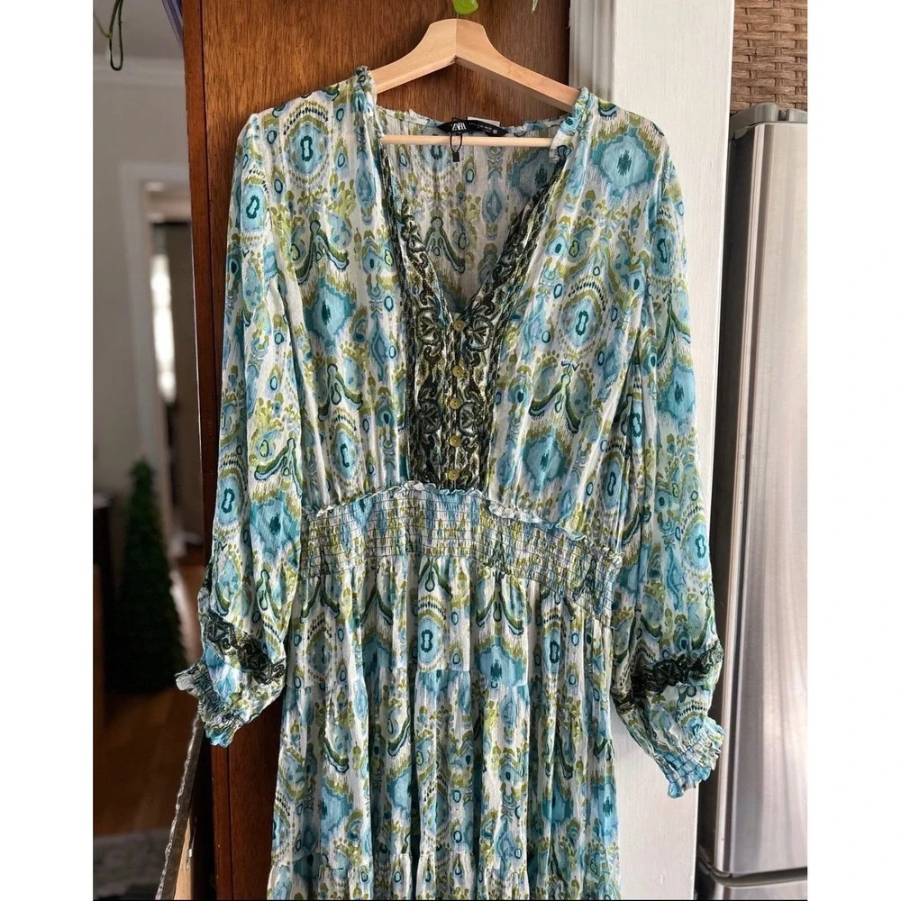 NWOT Zara Maxi Tiered‎ Flowy Dress Size XL - Picture 11 of 11